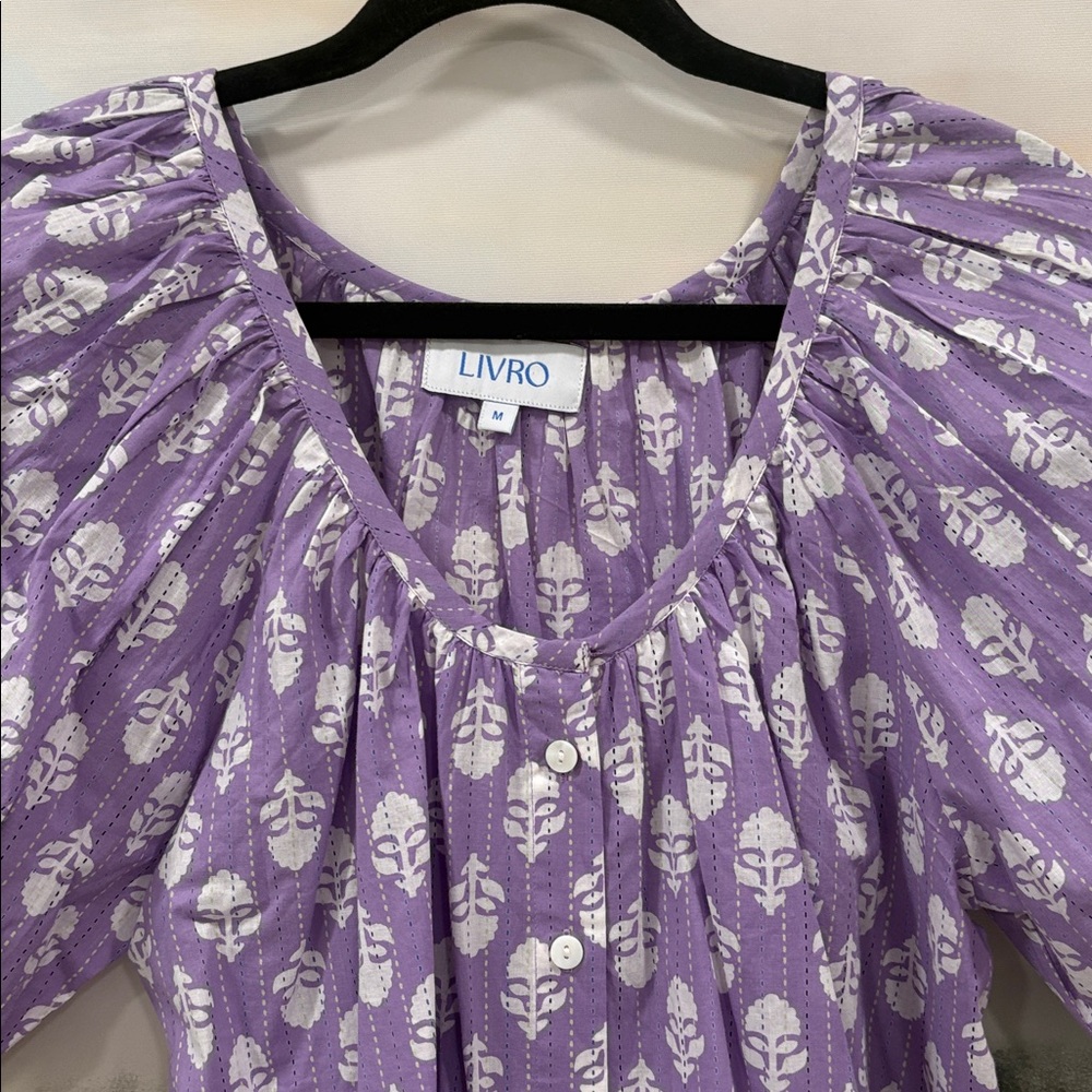LIVRO Floral Lilac Blouse M - Picture 2 of 5